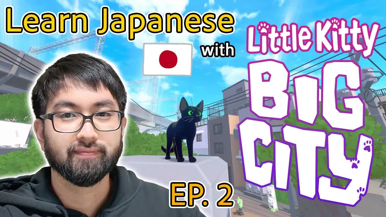 边玩《小猫咪大城市》学日语：小猫用油漆脚印帮画家完成画作